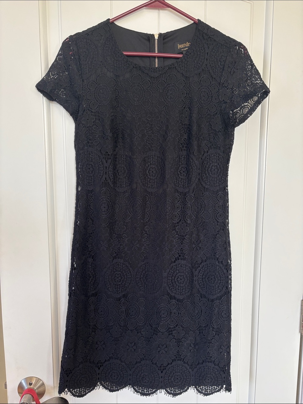 Laundry By Shelli Segal Black Lace Short Sleeve Dress